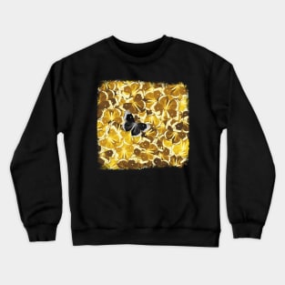 Dare to be Different - Black Butterfly on Golden Yellow Butterflies Crewneck Sweatshirt